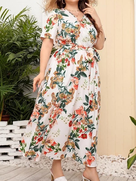 Alternative view of Large Floral Print Long Dress