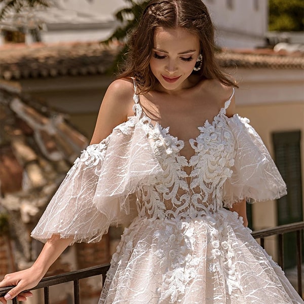 Large Floral Wedding Dress - Image 4