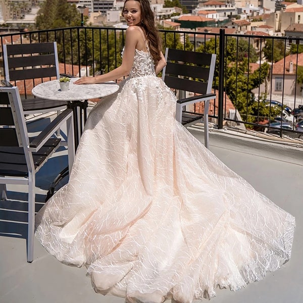 Large Floral Wedding Dress - Image 3