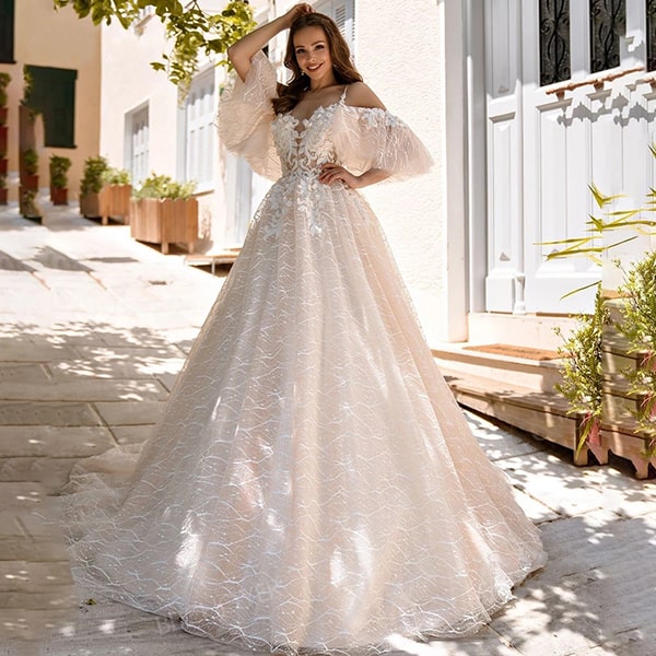 Large Floral Wedding Dress