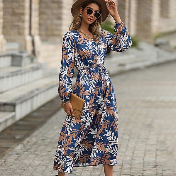 Leaf Pattern Maxi Dress