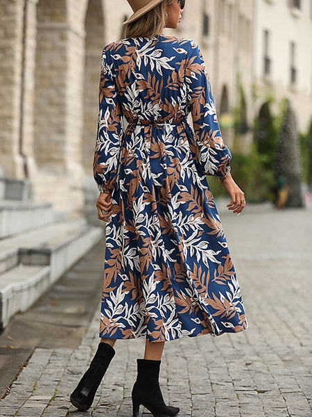Leaf Pattern Maxi Dress - Image 4