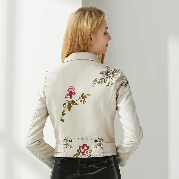 Leather Floral Jacket - Image 3