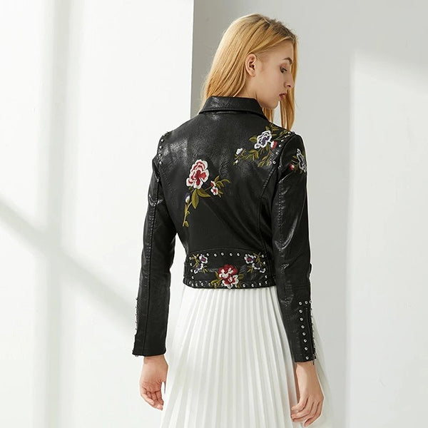 Leather Floral Jacket - Image 6