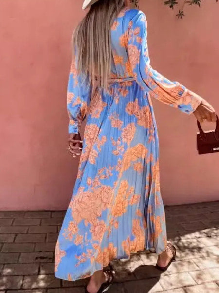 Light Blue Floral Long Dress - Image 3