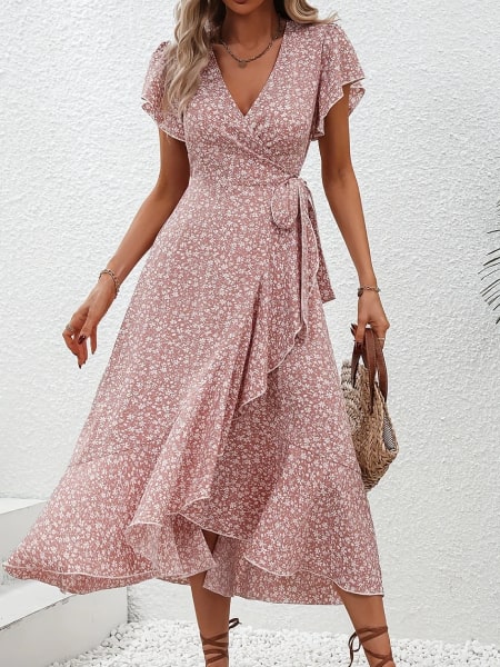 Alternative view of Light Pink Floral Dress Long