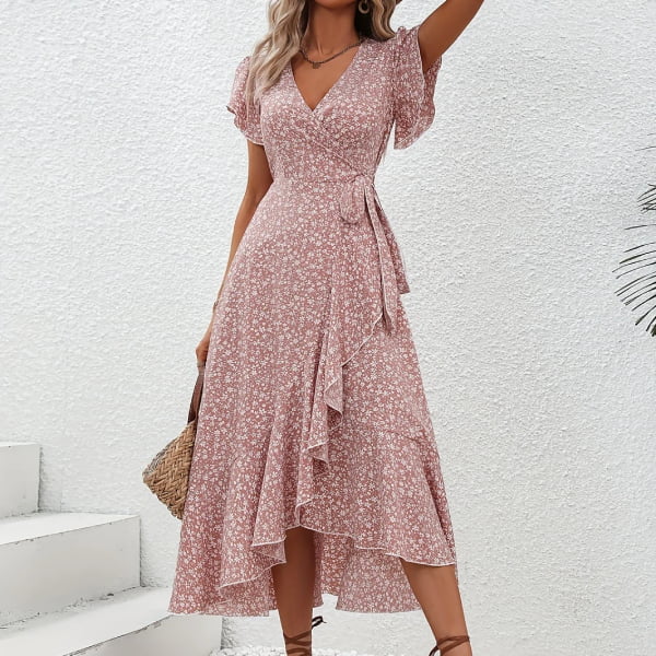 Light Pink Floral Dress Long