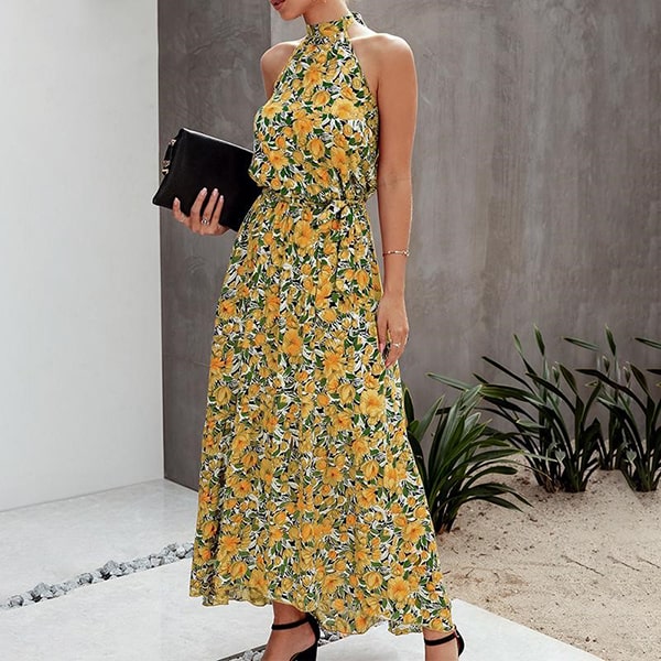 Long Backless Floral Dress - Image 3