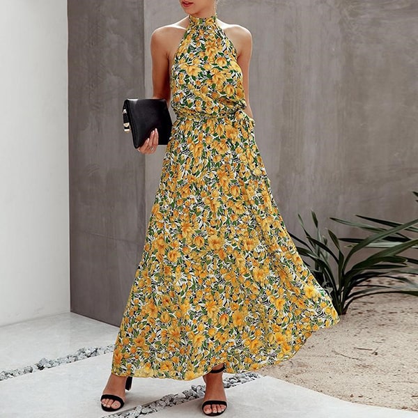 Alternative view of Long Backless Floral Dress