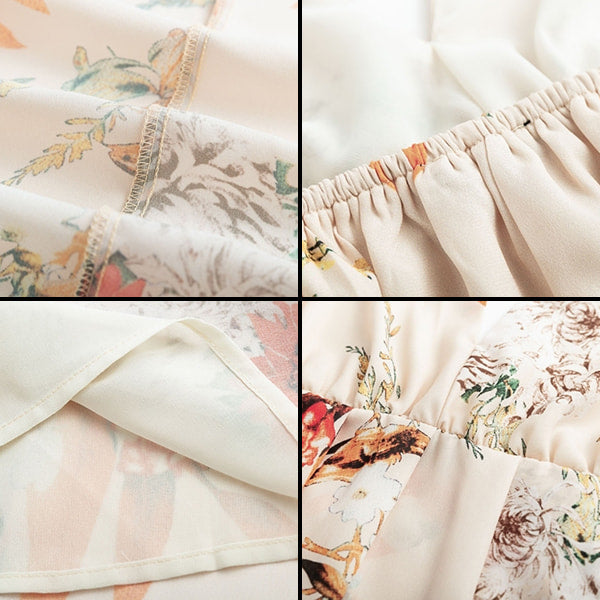 Long Beige Dress Floral - Image 4