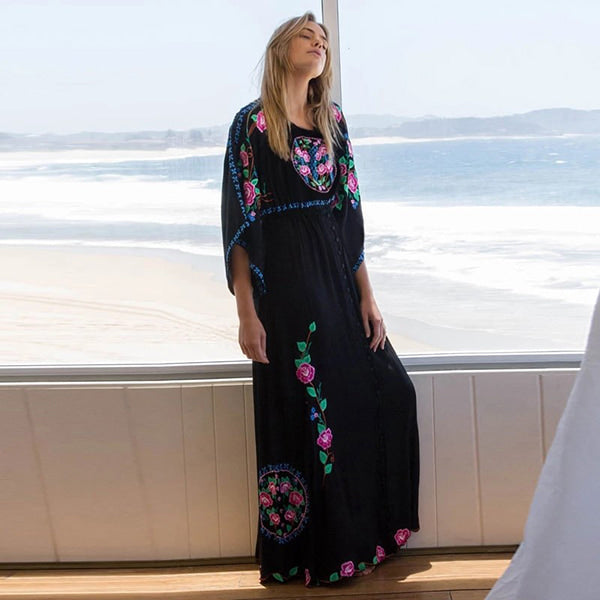Alternative view of Long Black Floral Boho Dress