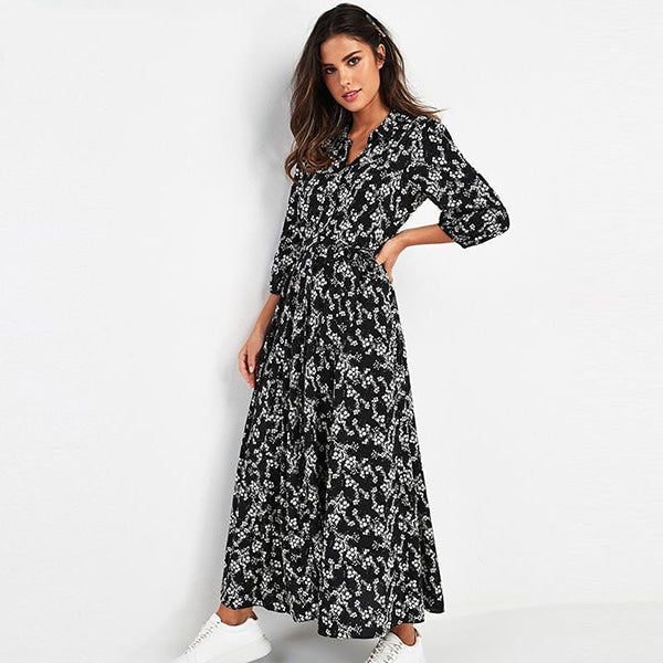 Long Black Floral Dress
