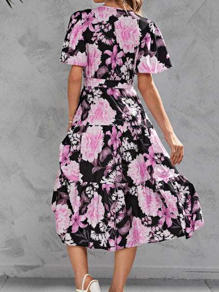 Long Black Pink Floral Dress - Image 4