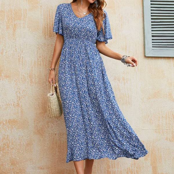 Long Dress Floral Blue
