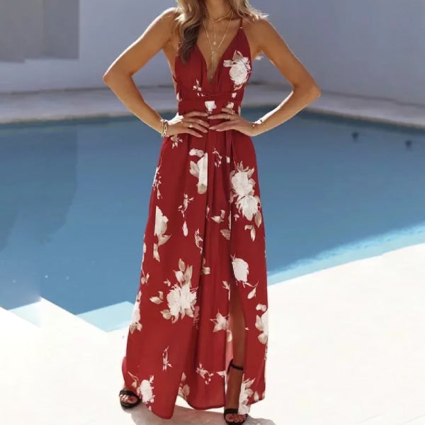 Long Dress with A Large Flower