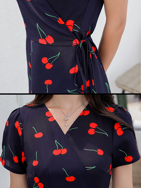 Long Dress with Cherry Print - Image 4