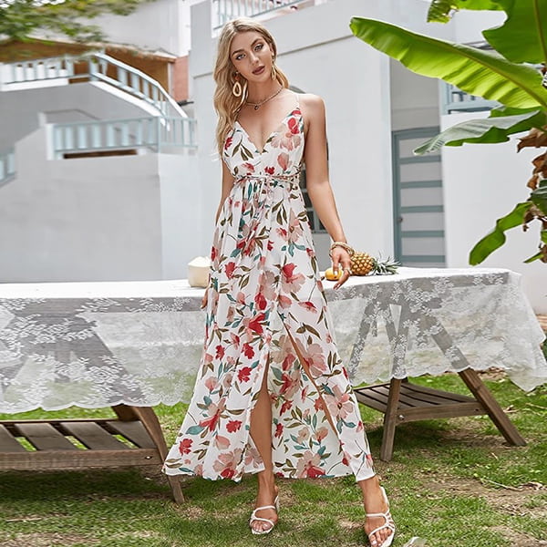 Long Floral Chiffon Dress