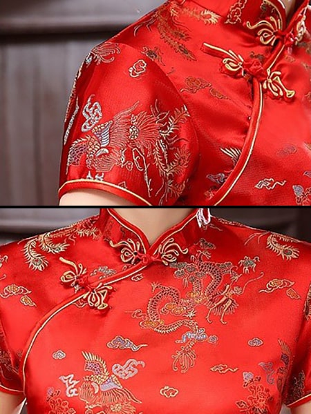 Long Floral Chinese Dress - Image 4