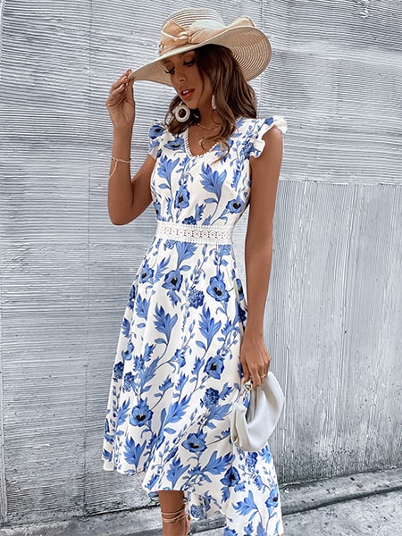 Alternative view of Long Floral Cocktail Dress
