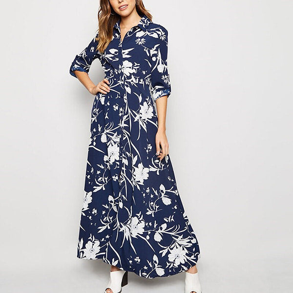 Long Floral Dress with an Open Front