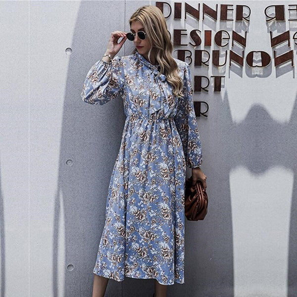 Alternative view of Long Floral Dress With Puff Sleeves