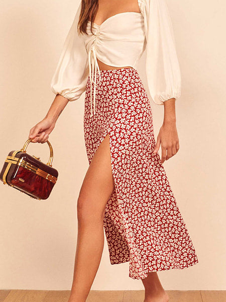 Long Floral Flowy Skirt - Image 3