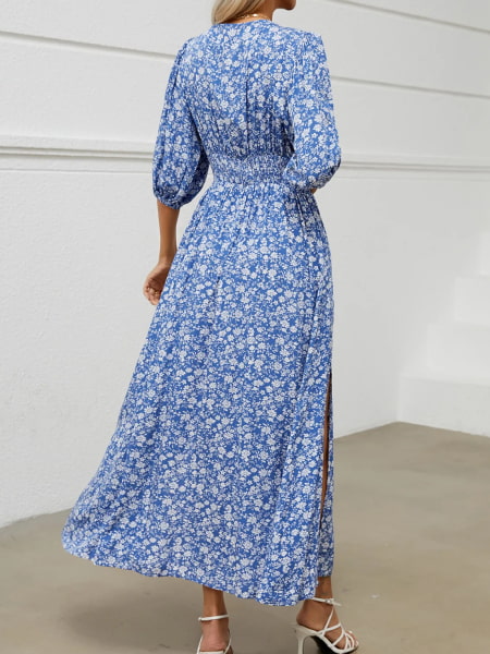 Long Floral Slit Dress - Image 4