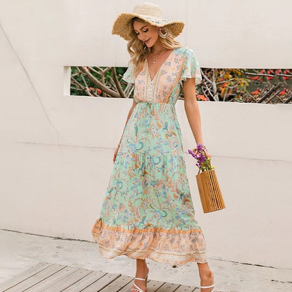 Long Floral Viscose Dress