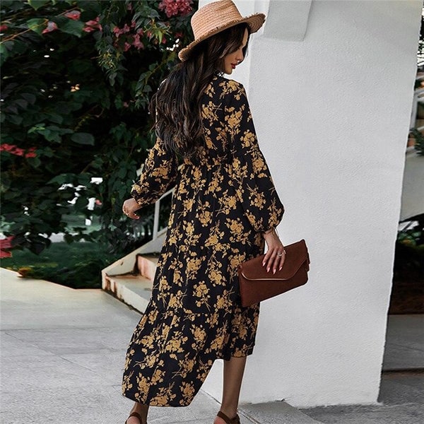Alternative view of Long Gold Floral Dresses