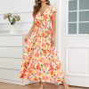 Long Orange Floral Dress