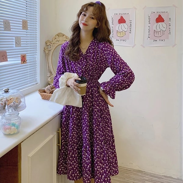 Long Purple Floral Dress