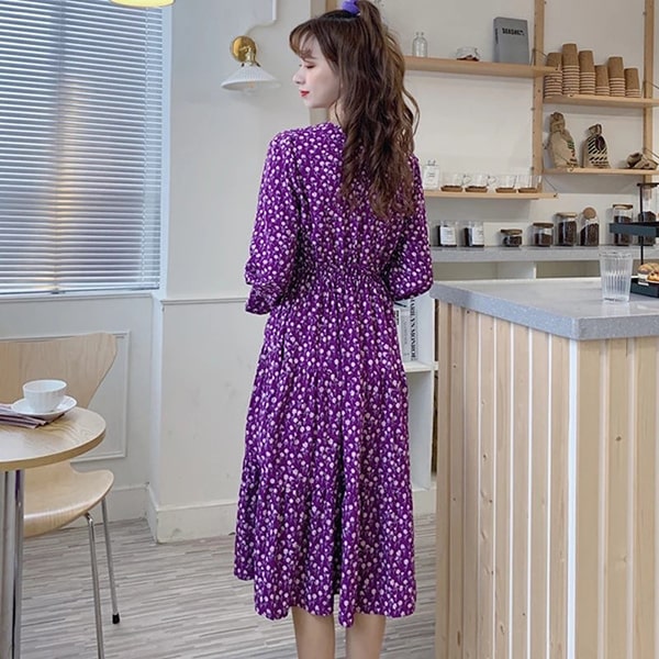 Long Purple Floral Dress - Image 5