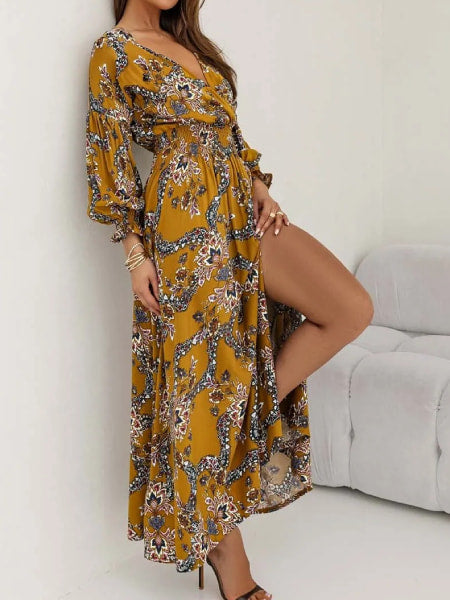 Long Sleeve Fall Floral Dress - Image 3