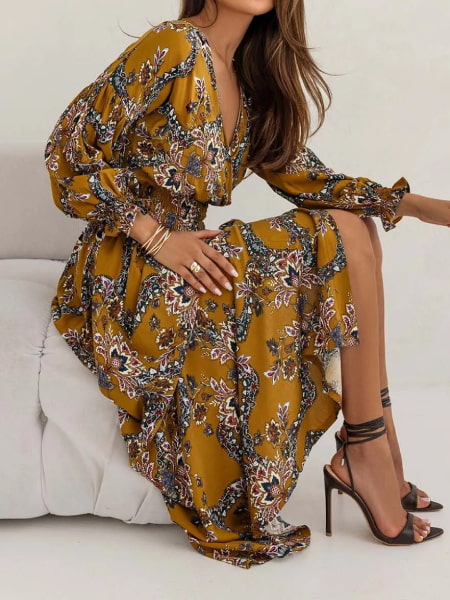 Alternative view of Long Sleeve Fall Floral Dress