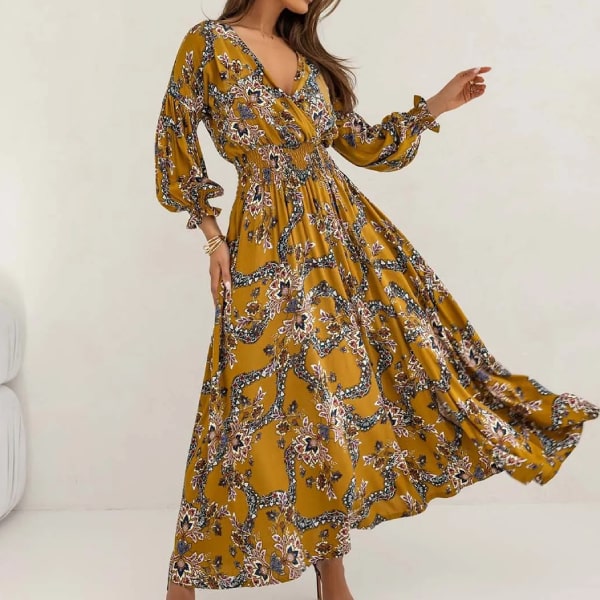 Long Sleeve Fall Floral Dress