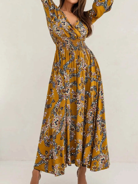 Long Sleeve Fall Floral Dress - Image 4