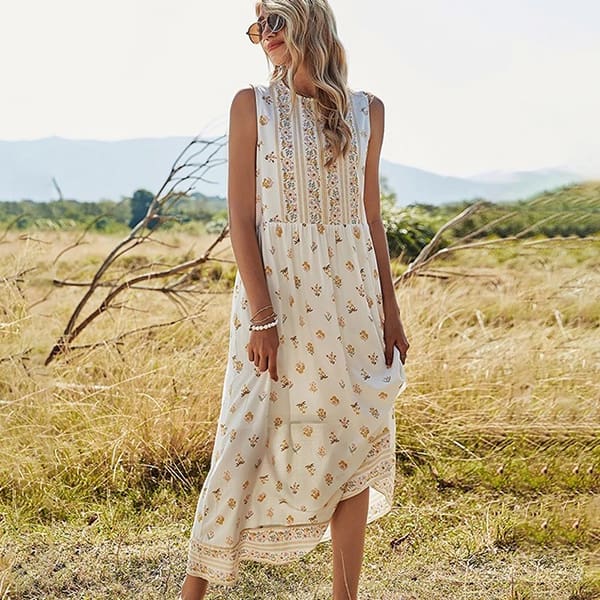 Long Sleeve Floral Dress White - Image 3
