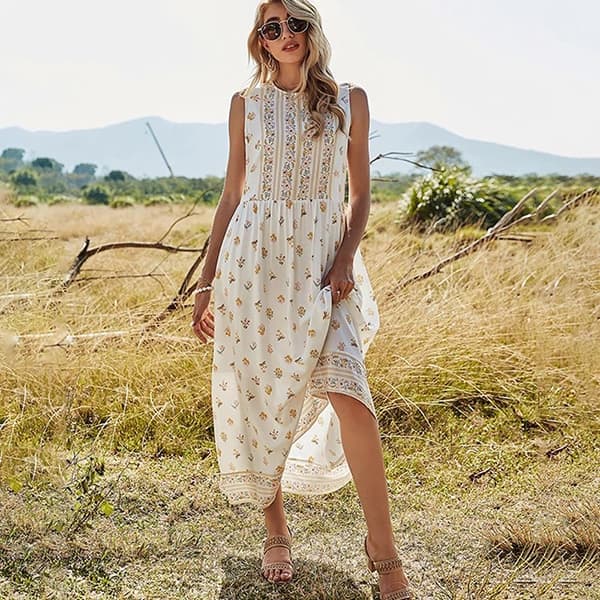 Alternative view of Long Sleeve Floral Dress White