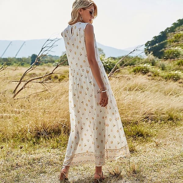 Long Sleeve Floral Dress White - Image 4