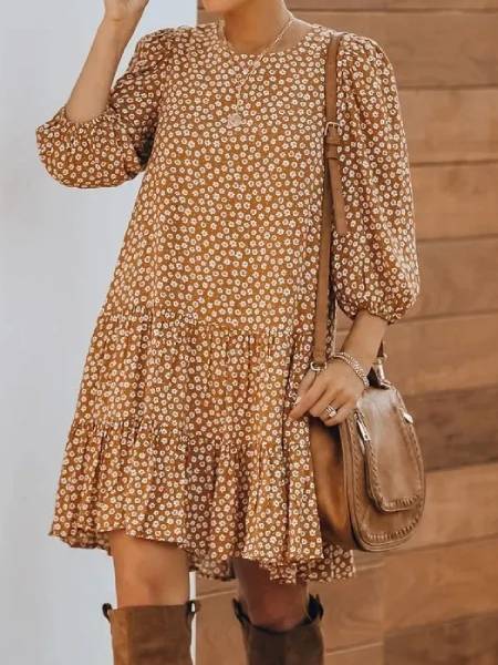 Alternative view of Long Sleeve Floral Short Dress