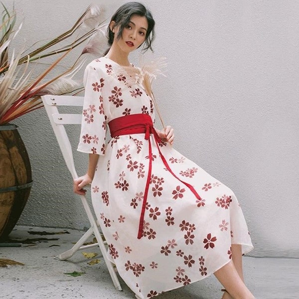 Long Sleeve Korean Floral Dress - Image 5
