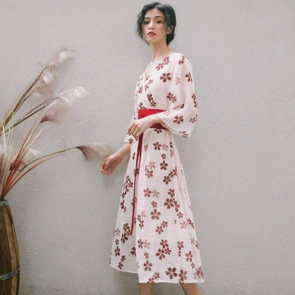 Long Sleeve Korean Floral Dress - Image 3