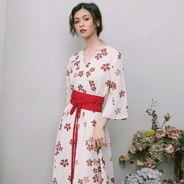 Alternative view of Long Sleeve Korean Floral Dress