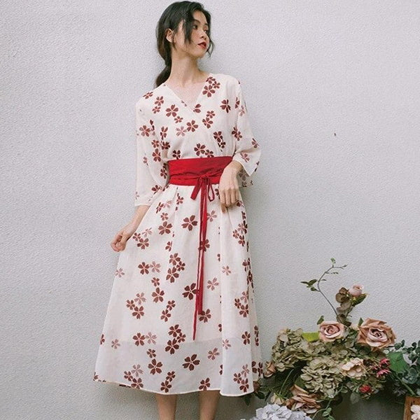 Long Sleeve Korean Floral Dress