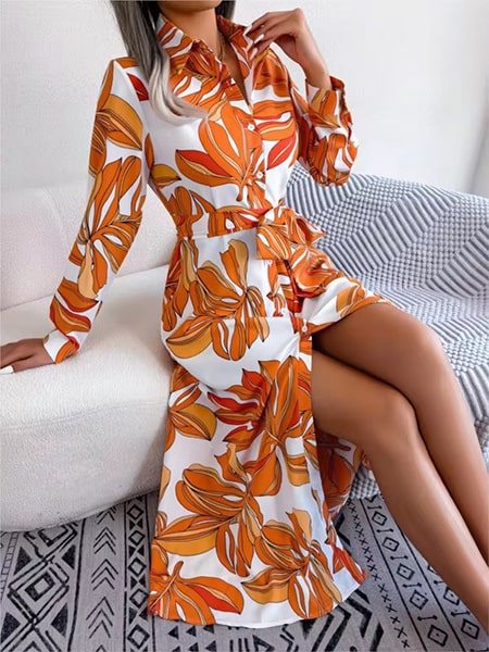 Long Sleeve Winter Floral Dress - Image 3
