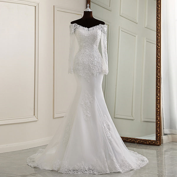 Long Sleeves Floral Dress for Wedding