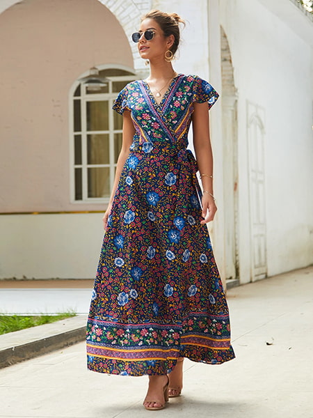 Alternative view of Long Wrap Floral Dress