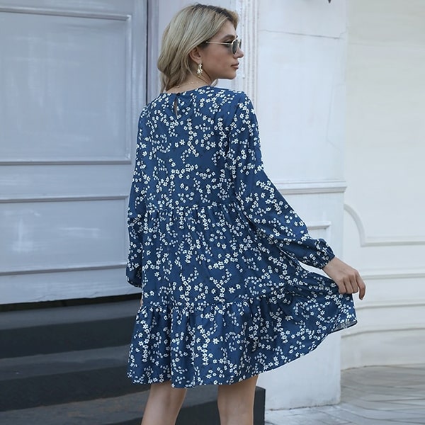 Loose-fitting Short Floral Dress - Image 5