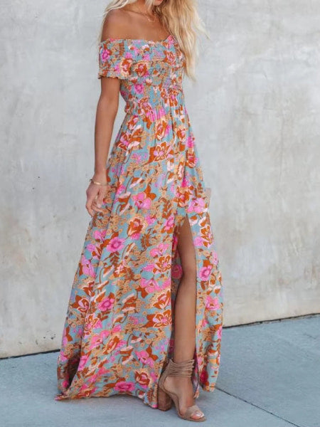 Off-shoulder Long Dress Floral - Image 3