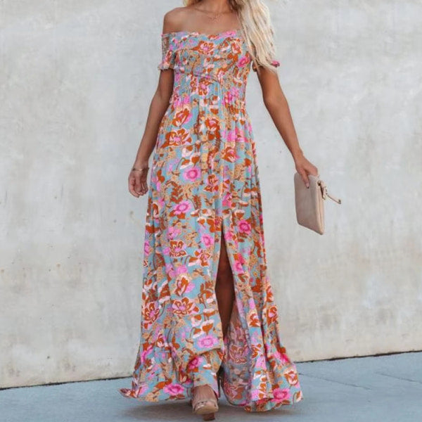 Off-shoulder Long Dress Floral